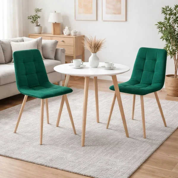 Scaun bucatarie/living, Artool, Kara, catifea verde, picioare metal natur, 44.5x50.5x87 cm