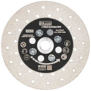 Disc diamantat, 2 in 1, taiere si slefuire granit, marmura, placi ceramice, 115 mm, M14, Richmann Exclusive