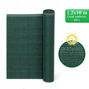 Plasa de umbrire, HDPE, UV, 230 g/mp, grad umbrire 95%, verde, 1.2x10 m, Strend Pro