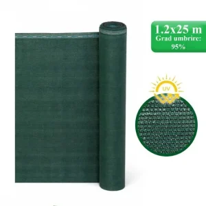 Plasa de umbrire, HDPE, UV, 230 g/mp, grad umbrire 95%, verde, 1.2x25 m, Strend Pro