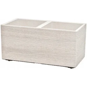 Jardiniera decorativa, efect lemn, alb, 63 L, 80x40x37 cm, Madera Case Eco Wood