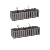 Set 2 Jardiniere decorative cu suport metalic, Boardee Fencycase W, gri, 58x18x16.2 cm