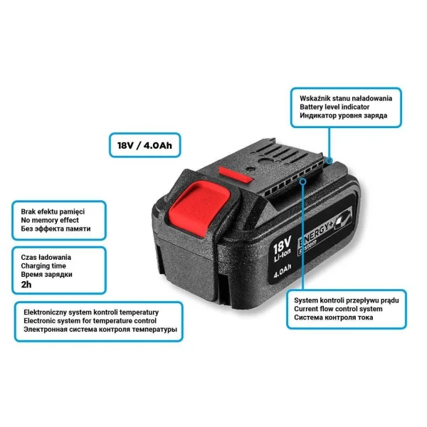 Acumulator 18 V, 4 Ah, Li-ion, GRAPHITE ENERGY