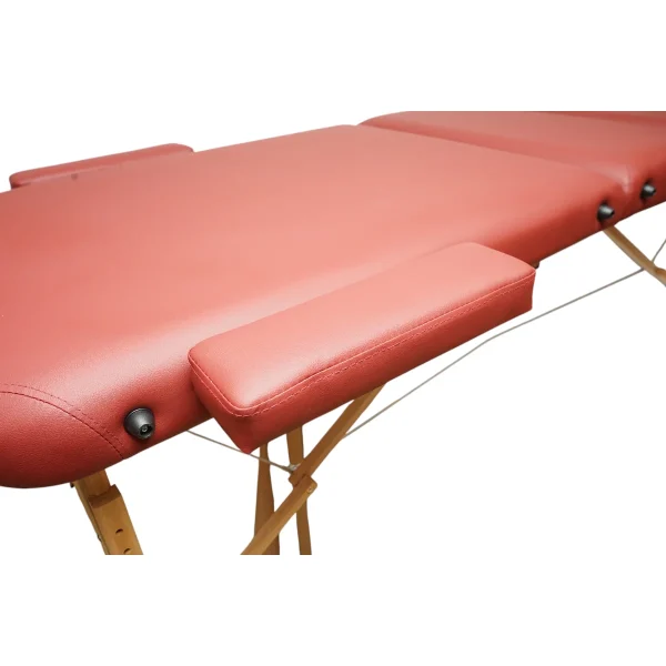 Masa de masaj pliabila, 3 zone, cadru lemn, spuma 5cm, inaltime 55-76cm, piele ecologica, dimensiuni 60x213cm, culoare Burgundy