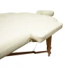 Masa de masaj pliabila, 3 zone, cadru lemn, spuma 5cm, inaltime 55-76cm, piele ecologica, dimensiuni 60x213cm, culoare Crem