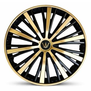 Set 4 capace roti VELAR Monarch Gold/Black, design multi-spoke Premium, ABS rezistent, Universal, pentru jante R16