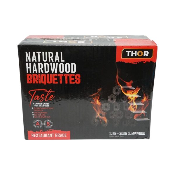 Carbuni pentru gratar, brichetati, hexagonali, din lemn de esenta tare, ardere 5 ore, 10 kg, Thor