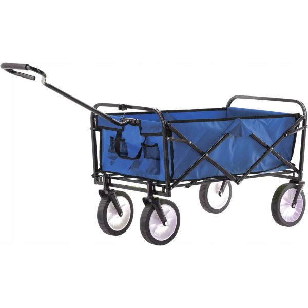 Carucior de gradina, pliabil, Chomik, albastru, max 70 kg, 116x54x90 cm