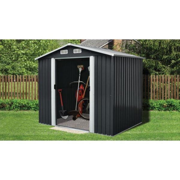 Casuta/magazie/sopron de gradina pentru depozitare unelte, metal, antracit, 236x174x206 cm, Strend Pro