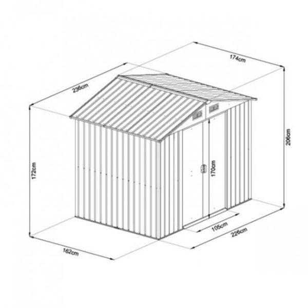 Casuta/magazie/sopron de gradina pentru depozitare unelte, metal, antracit, 236x174x206 cm, Strend Pro