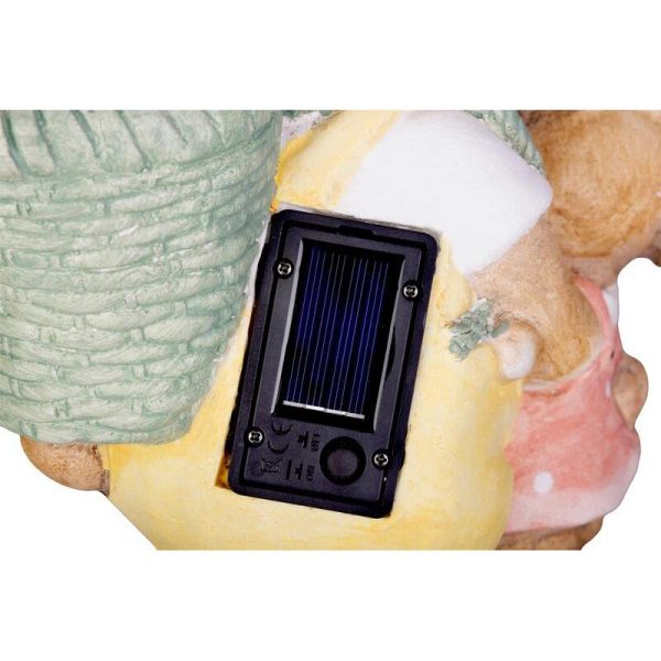 Decoratiune gradina, ceramica, solara, iepuras cu pui si cos cu ou, LED, 17.8x25.5x39 cm, MagicHome
