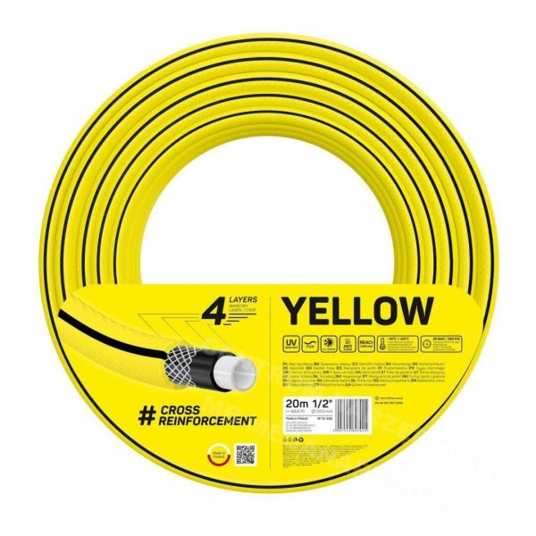 Furtun de gradina, 4 straturi, cu 2 cuple si adaptor, 1/2", 20 m, Cellfast Yellow