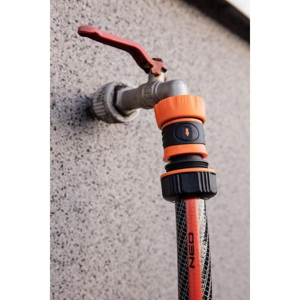 Furtun de gradina, NEO, cu pistol de stropit, carucior cu tambur, accesorii, 6 straturi, 1/2", 50 m