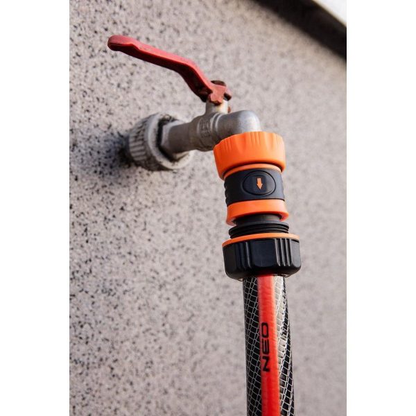 Furtun de gradina, NEO, cu pistol de stropit, carucior cu tambur, accesorii, 6 straturi, 1/2", 50 m