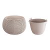 Ghiveci decorativ de flori, Prosperplast, Splofy, rotund, cafeniu, 23.9x16.1 cm