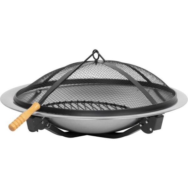 Vatra de foc cu gratar de gradina, grill rotund, metal, 57x40 cm, Strend Pro BBQ Mara