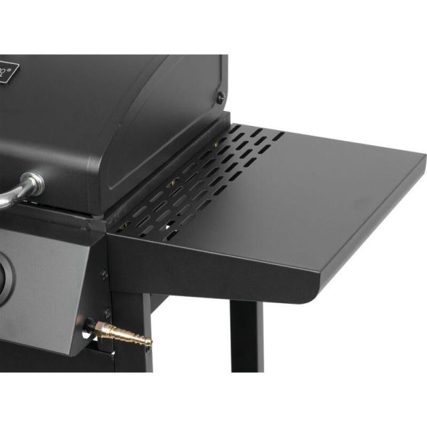 Gratar gradina, grill dreptunghiular, cu gaz, 2 arzatoare, cu roti, capac, rafturi, 96x50x100 cm, BBQ Andora