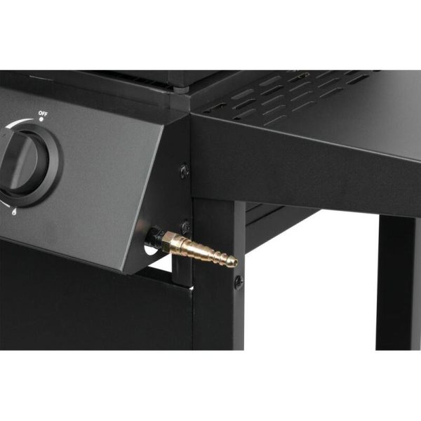 Gratar gradina, grill dreptunghiular, cu gaz, 2 arzatoare, cu roti, capac, rafturi, 96x50x100 cm, BBQ Andora