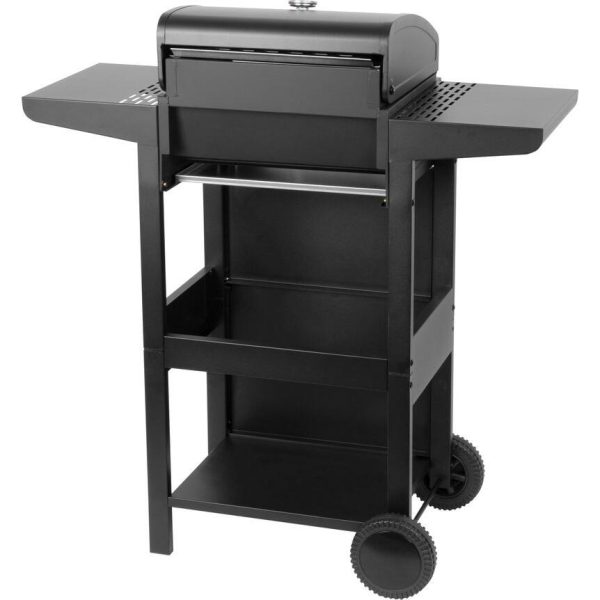 Gratar gradina, grill dreptunghiular, cu gaz, 2 arzatoare, cu roti, capac, rafturi, 96x50x100 cm, BBQ Andora