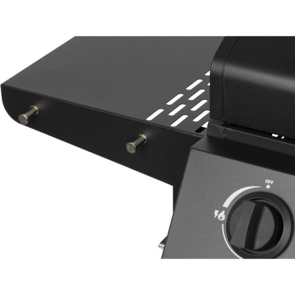 Gratar gradina, grill dreptunghiular, cu gaz, 4 arzatoare, cu roti, capac, rafturi, 116x50x100 cm, BBQ Malaga