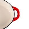 Oala de fonta ovala, emailata cu capac, maner din inox, rosie, 4.4 L, Magic Home