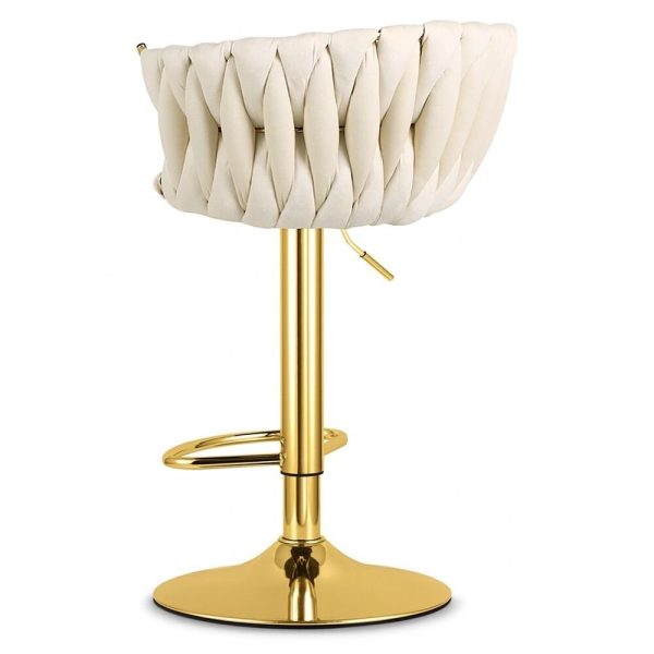 Scaun de bucatarie/bar, Artool, Mig, rotativ, catifea bej, picior metal auriu, 51x50x84-105 cm