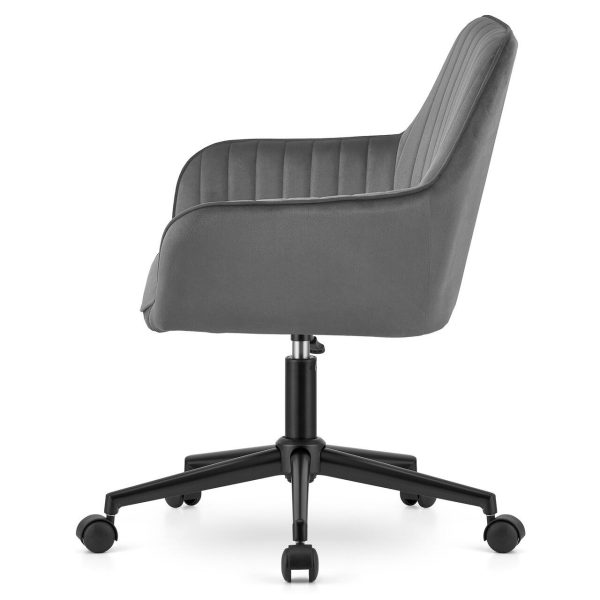 Scaun de birou, Artool, Roxy, rotativ, catifea, gri si negru, 60x65x80-89 cm