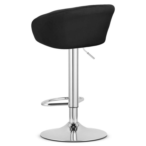 Scaun de bucatarie/bar, Artool, East, rotativ, catifea neagra, picior metal argintiu, 53x46x81-103 cm