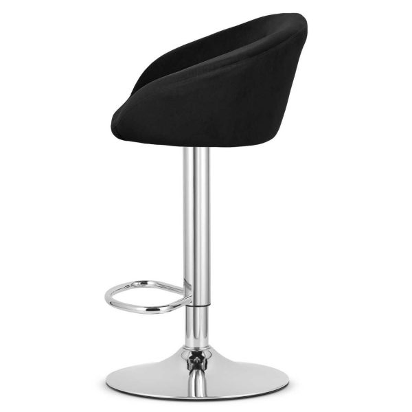 Scaun de bucatarie/bar, Artool, East, rotativ, catifea neagra, picior metal argintiu, 53x46x81-103 cm