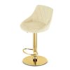 Scaun de bucatarie/bar, Artool, Kast, rotativ, catifea bej, picior metal auriu, 45.5x49x85-105 cm
