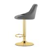 Scaun de bucatarie/bar, Artool, Kast, rotativ, catifea gri, picior metal auriu, 45.5x49x85-105 cm
