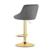 Scaun de bucatarie/bar, Artool, Kast, rotativ, catifea gri, picior metal auriu, 45.5x49x85-105 cm
