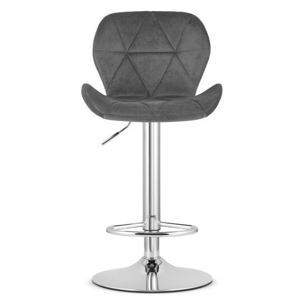 Scaun de bucatarie/bar, Artool, West, rotativ, catifea gri, picior metal argintiu, 46x48.5x90-111 cm