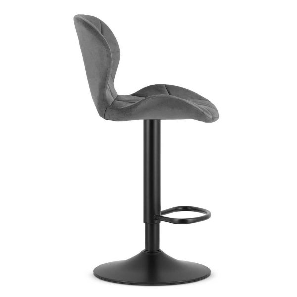 Scaun de bucatarie/bar, Artool, West, rotativ, catifea gri, picior metal negru, 46x48.5x90-111 cm