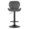 Scaun de bucatarie/bar, Artool, West, rotativ, catifea gri, picior metal negru, 46x48.5x90-111 cm