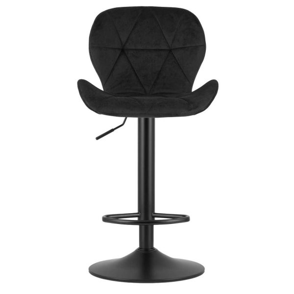Scaun de bucatarie/bar, Artool, West, rotativ, catifea neagra, picior metal negru, 46x48.5x90-111 cm