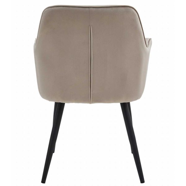 Scaun stil fotoliu bucatarie/living, Artool, York, catifea bej inchis, picioare metal negru, 56x62x83.5 cm