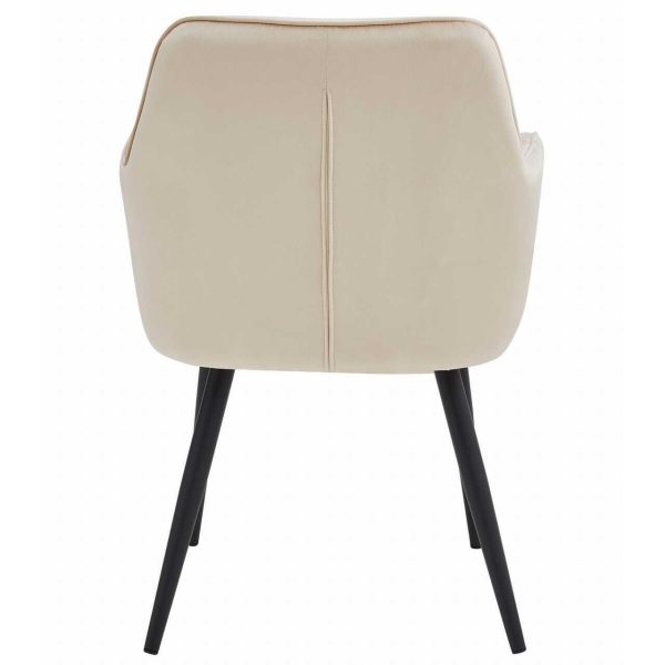 Scaun stil fotoliu bucatarie/living, Artool, York, catifea bej, picioare metal negru, 56x62x83.5 cm