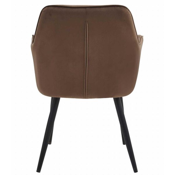 Scaun stil fotoliu bucatarie/living, Artool, York, catifea maro, picioare metal negru, 56x62x83.5 cm