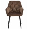 Scaun stil fotoliu bucatarie/living, Artool, York, catifea maro, picioare metal negru, 56x62x83.5 cm
