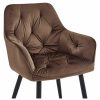 Scaun stil fotoliu bucatarie/living, Artool, York, catifea maro, picioare metal negru, 56x62x83.5 cm