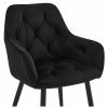 Scaun stil fotoliu bucatarie/living, Artool, York, catifea neagra, picioare metal negru, 56x62x83.5 cm