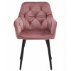 Scaun stil fotoliu bucatarie/living, Artool, York, catifea roz, picioare metal negru, 56x62x83.5 cm