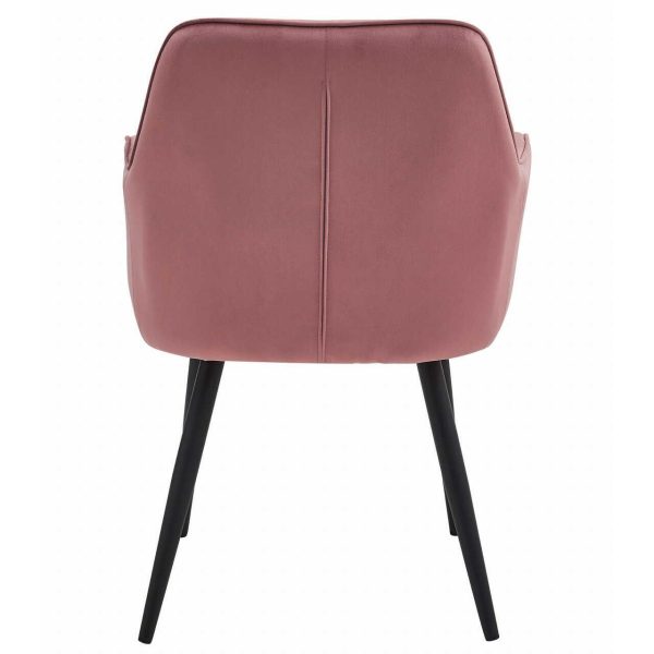 Scaun stil fotoliu bucatarie/living, Artool, York, catifea roz, picioare metal negru, 56x62x83.5 cm