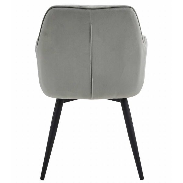 Scaun stil fotoliu bucatarie/living, Artool, York, rotativ, catifea gri argintiu, picioare metal negru, 56x61x84 cm