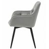 Scaun stil fotoliu bucatarie/living, Artool, York, rotativ, catifea gri argintiu, picioare metal negru, 56x61x84 cm