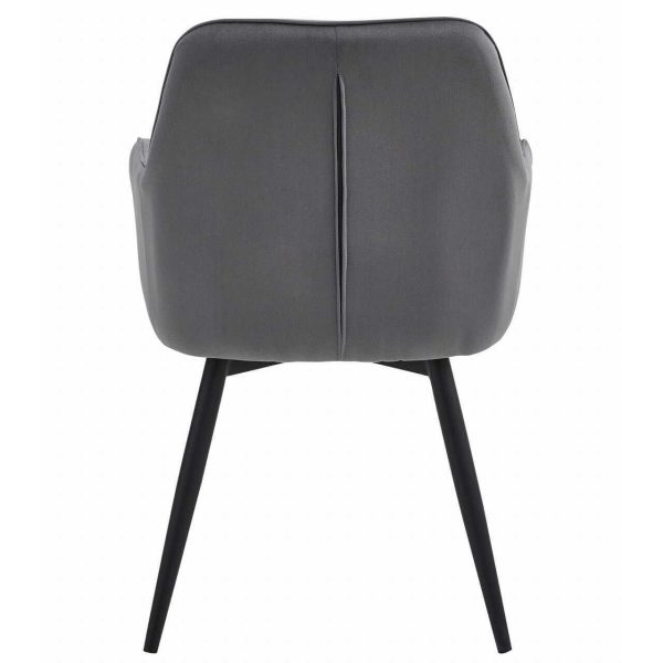 Scaun stil fotoliu bucatarie/living, Artool, York, rotativ, catifea gri inchis, picioare metal negru, 56x61x84 cm