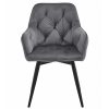 Scaun stil fotoliu bucatarie/living, Artool, York, rotativ, catifea gri inchis, picioare metal negru, 56x61x84 cm