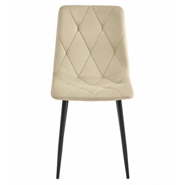 Set 4 scaune bucatarie/living, Artool, Libra, catifea bej, picioare metal negru, 44x40x88.5 cm