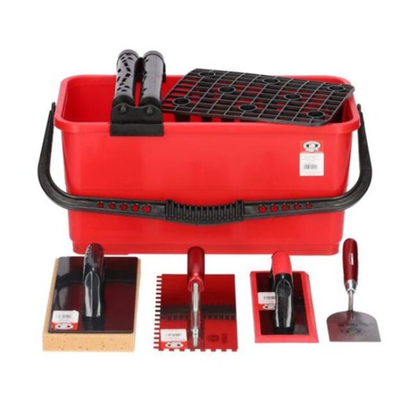 Set aplicare si spalare chit de rosturi cu galeata, gletiera zimti, mistrie, 2 driste, Olejnik